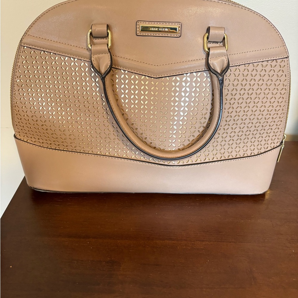 Anne Klein Blush Pink Dome Satchel with Laser-Cut Detail
